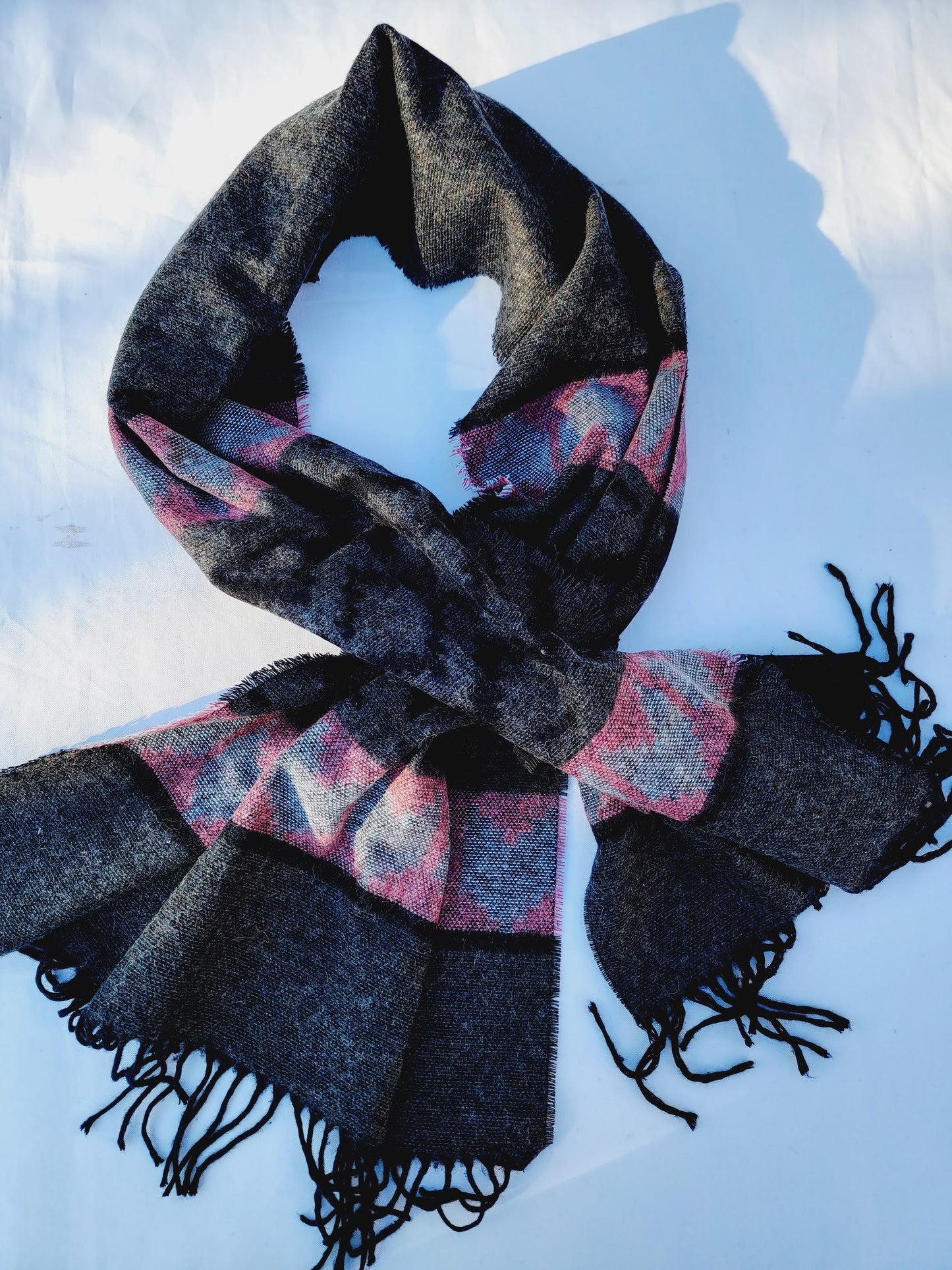 Scarf, Shawl, Extra Soft Unisex Head Cover - Gray/Blush