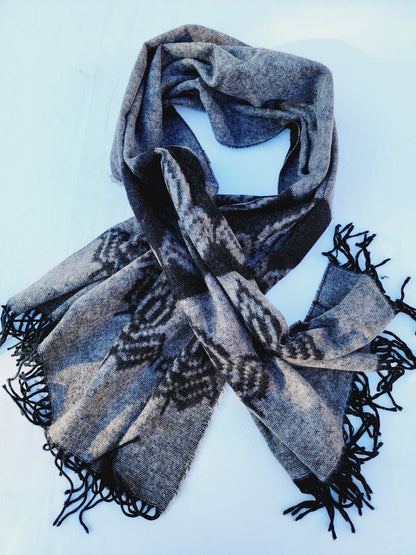 Scarf, Shawl, Extra Soft Unisex Head Cover - Black/Cream