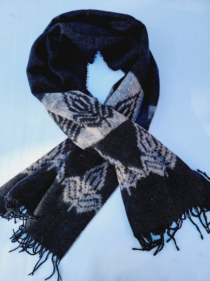 Scarf, Shawl, Extra Soft Unisex Head Cover - Black/Cream