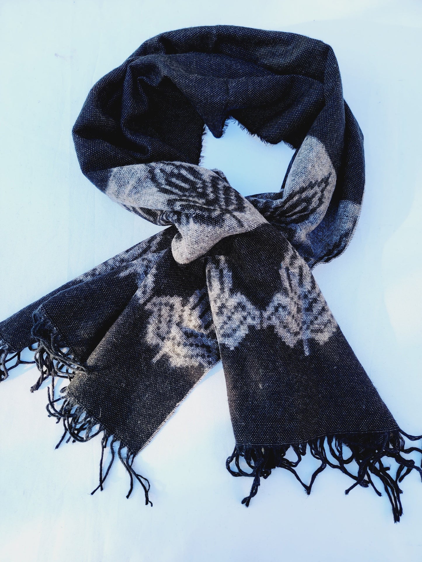 Scarf, Shawl, Extra Soft Unisex Head Cover - Black/Cream