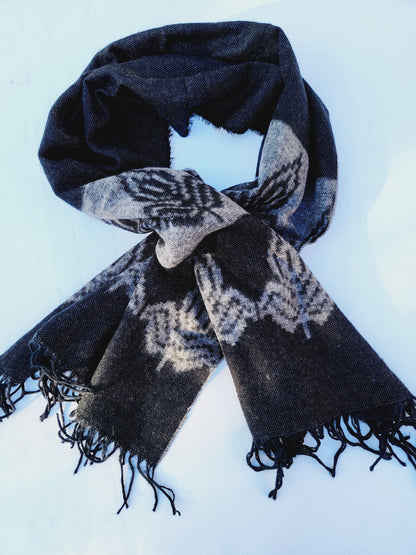 Scarf, Shawl, Extra Soft Unisex Head Cover - Black/Cream