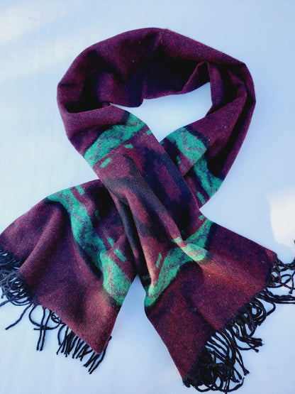 Scarf, Shawl, Extra Soft Unisex Head Cover - Cherry/Black