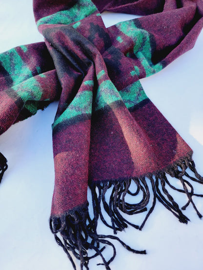 Scarf, Shawl, Extra Soft Unisex Head Cover - Cherry/Black