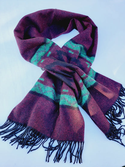Scarf, Shawl, Extra Soft Unisex Head Cover - Cherry/Black