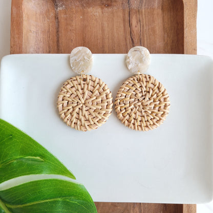 Dominica Earrings - Dark Rattan