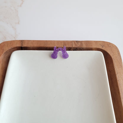 Glitter Bunny Studs - Purple