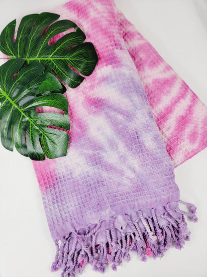Bath Towel, Waffle Towel, Turkish Beach Towel, Handmade Tie dye