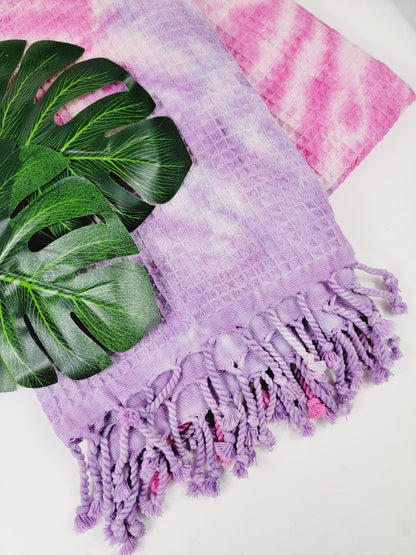 Bath Towel, Waffle Towel, Turkish Beach Towel, Handmade Tie dye