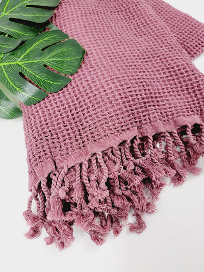 Waffle Towel Lightweight Quick Dry Beach, Bath Towels - Cherry