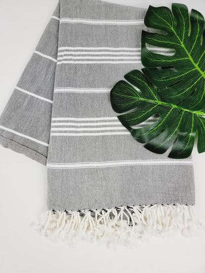 Easy carry Quick Dry Towel, Authentic Turkish Towel - Faded Black