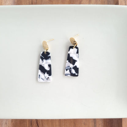 Mia Mini Earrings - Black & White