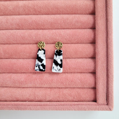 Mia Mini Earrings - Black & White