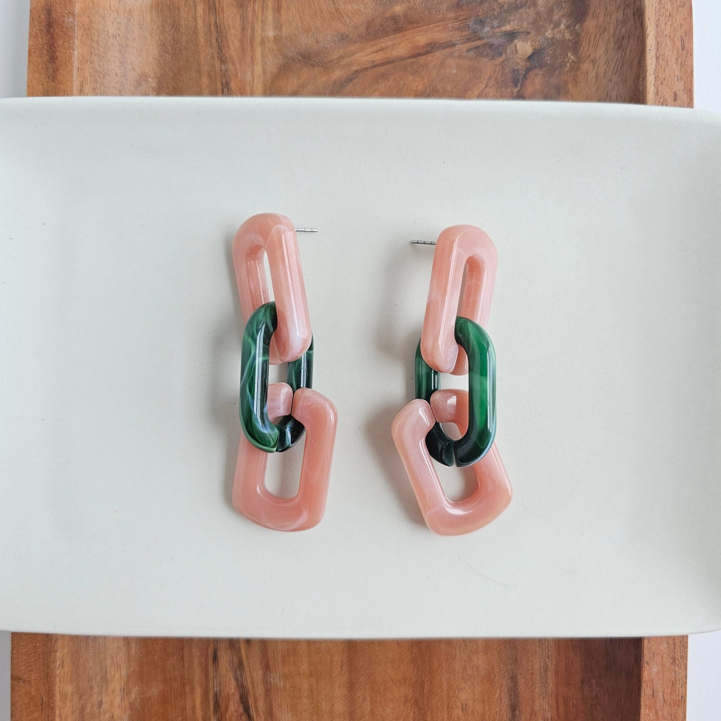 Tabitha Earrings - Vintage Rose & Forest Green