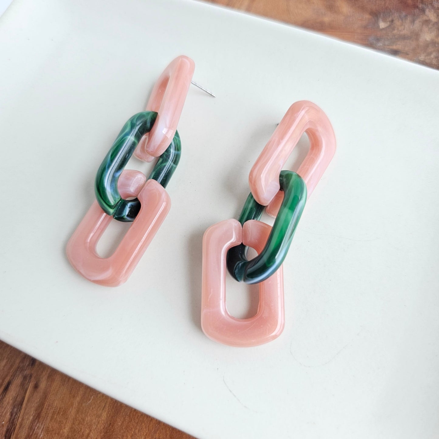 Tabitha Earrings - Vintage Rose & Forest Green