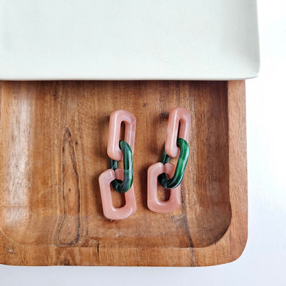 Tabitha Earrings - Vintage Rose & Forest Green