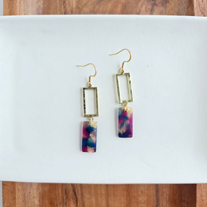 Raya Earrings - Golden Navy Maroon