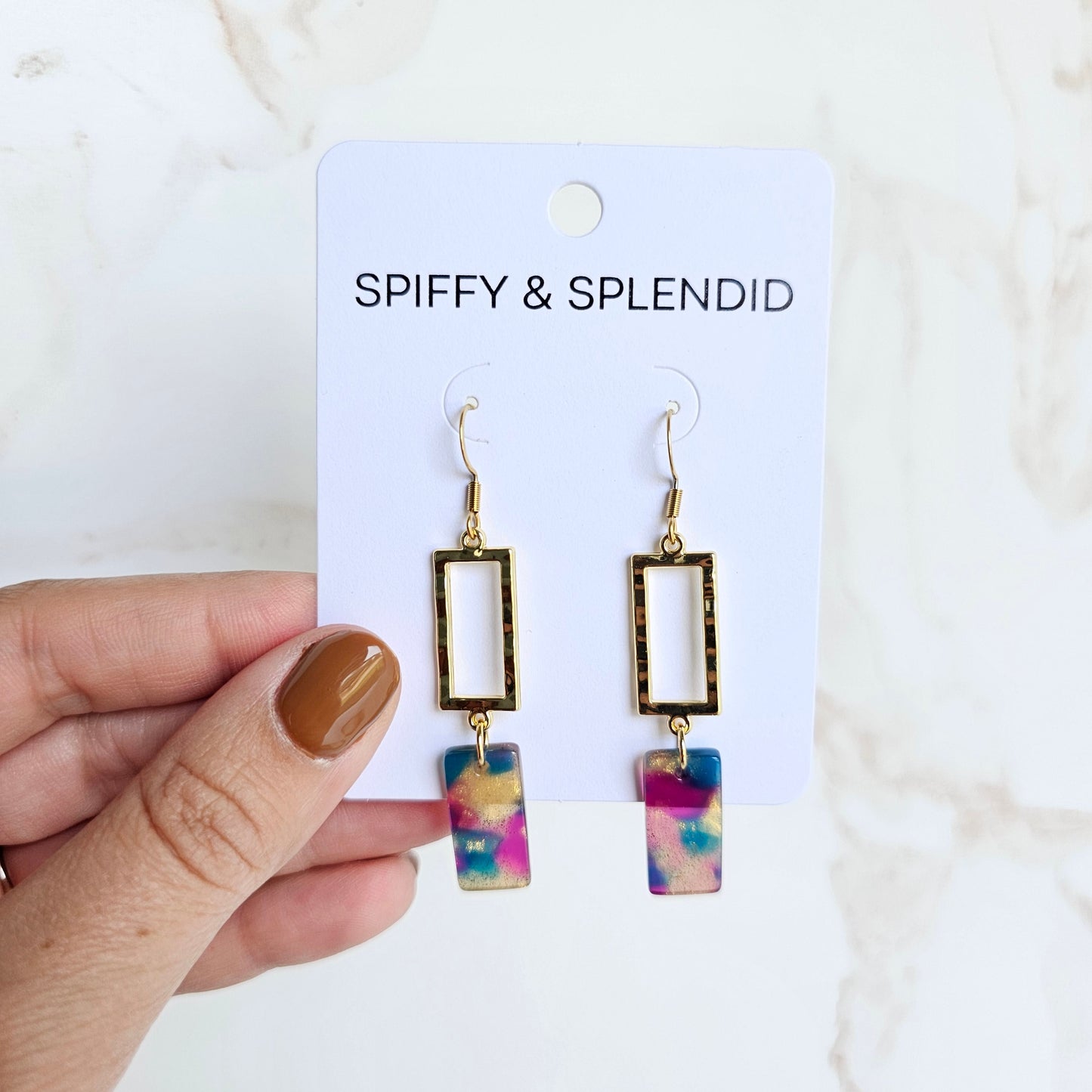 Raya Earrings - Golden Navy Maroon