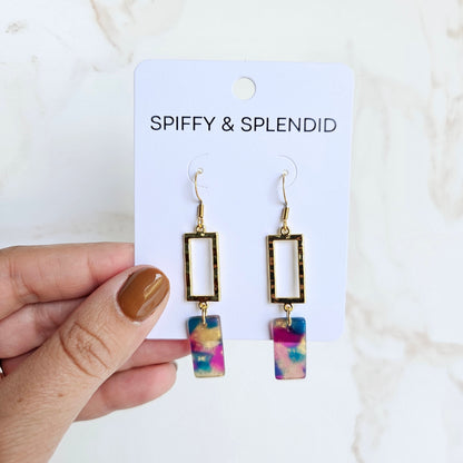 Raya Earrings - Golden Navy Maroon