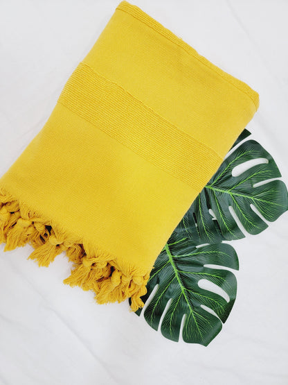 One sided Terry Towel - Sand free beach and Bath towel-Mustard
