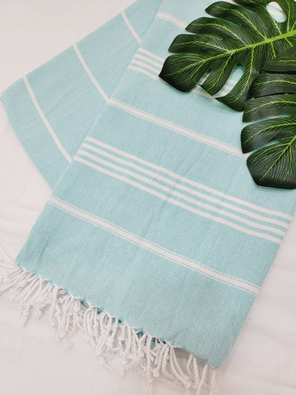 Easy carry Quick Dry Towel, Authentic Turkish Towel - Light Aqua