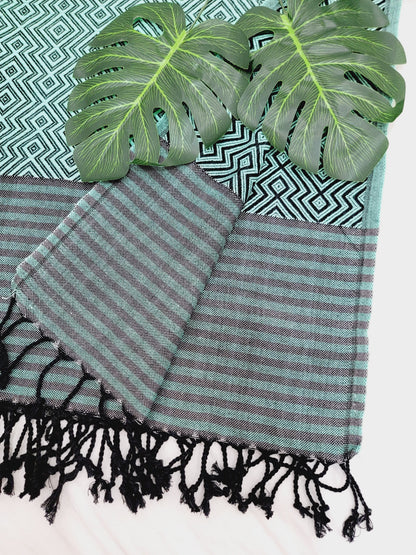 Beach/Bath Sand Free Towels-Easy Carry Quick Dry Thin Towel - Black/Green