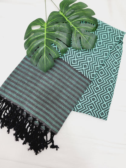 Beach/Bath Sand Free Towels-Easy Carry Quick Dry Thin Towel - Black/Green