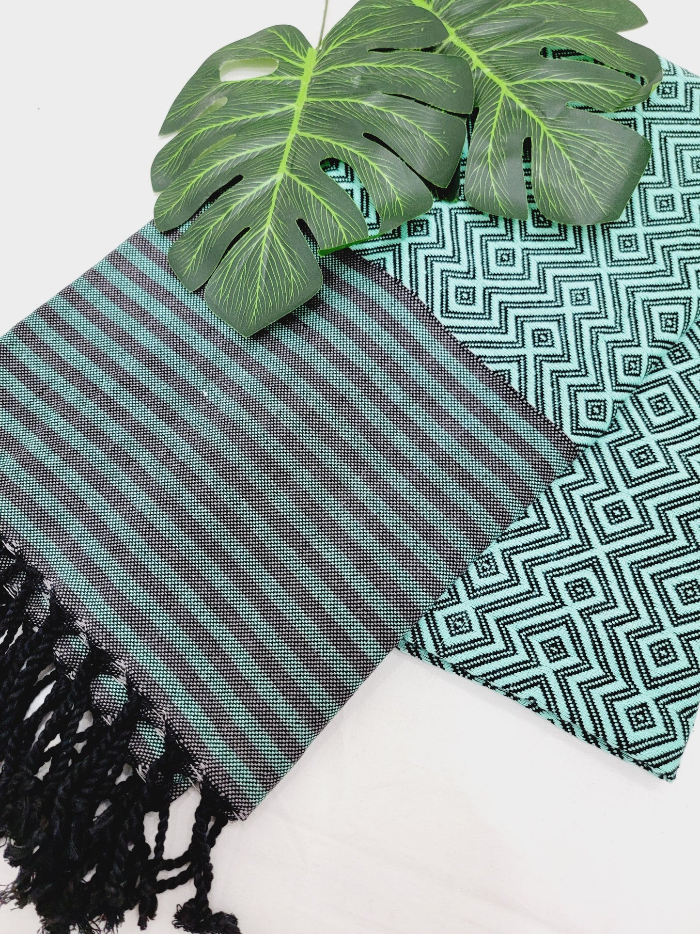 Beach/Bath Sand Free Towels-Easy Carry Quick Dry Thin Towel - Black/Green
