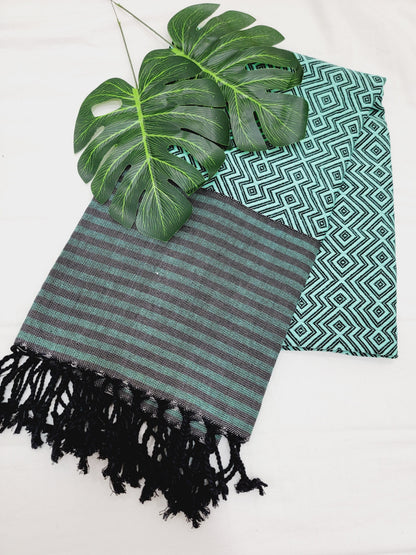 Beach/Bath Sand Free Towels-Easy Carry Quick Dry Thin Towel - Black/Green