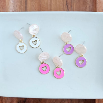 Amora Heart Earrings - Purple