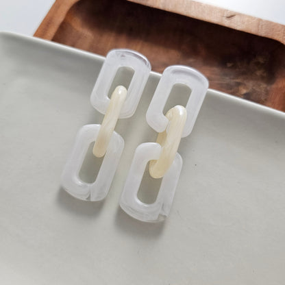 Tabitha Earrings - White & Beige