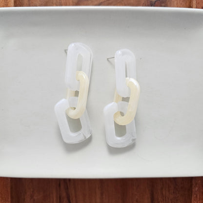 Tabitha Earrings - White & Beige