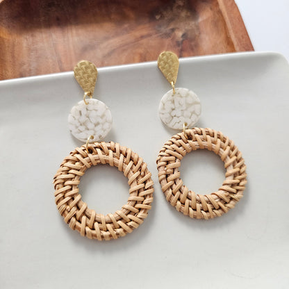 Lana Earrings - Dark Rattan