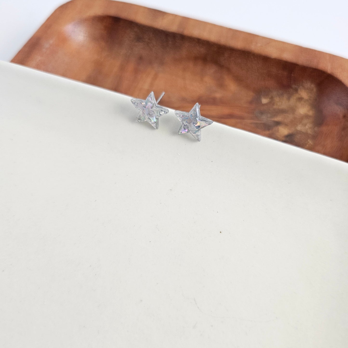 Star Studs - Silver Glitter