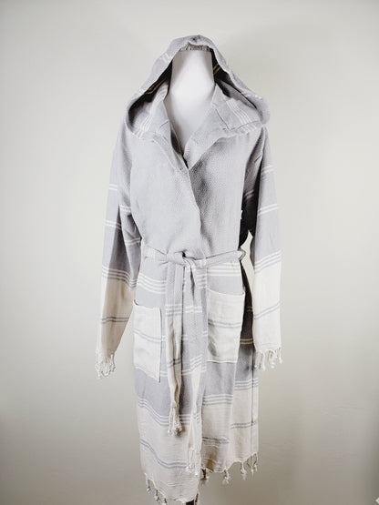 Unisex Robe, Beach or spa Robe with pockets - Gray