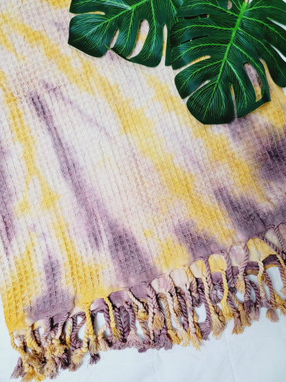 Bath Towel, Waffle Towel, Turkish Beach Towel, Handmade Tie dye