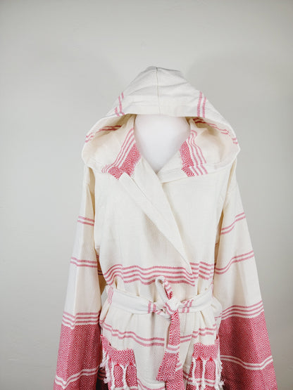 Unisex Robe, Beach or spa Robe with pockets - Red