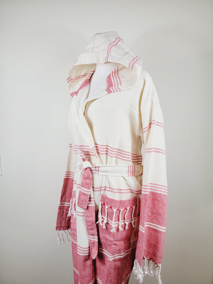 Unisex Robe, Beach or spa Robe with pockets - Red