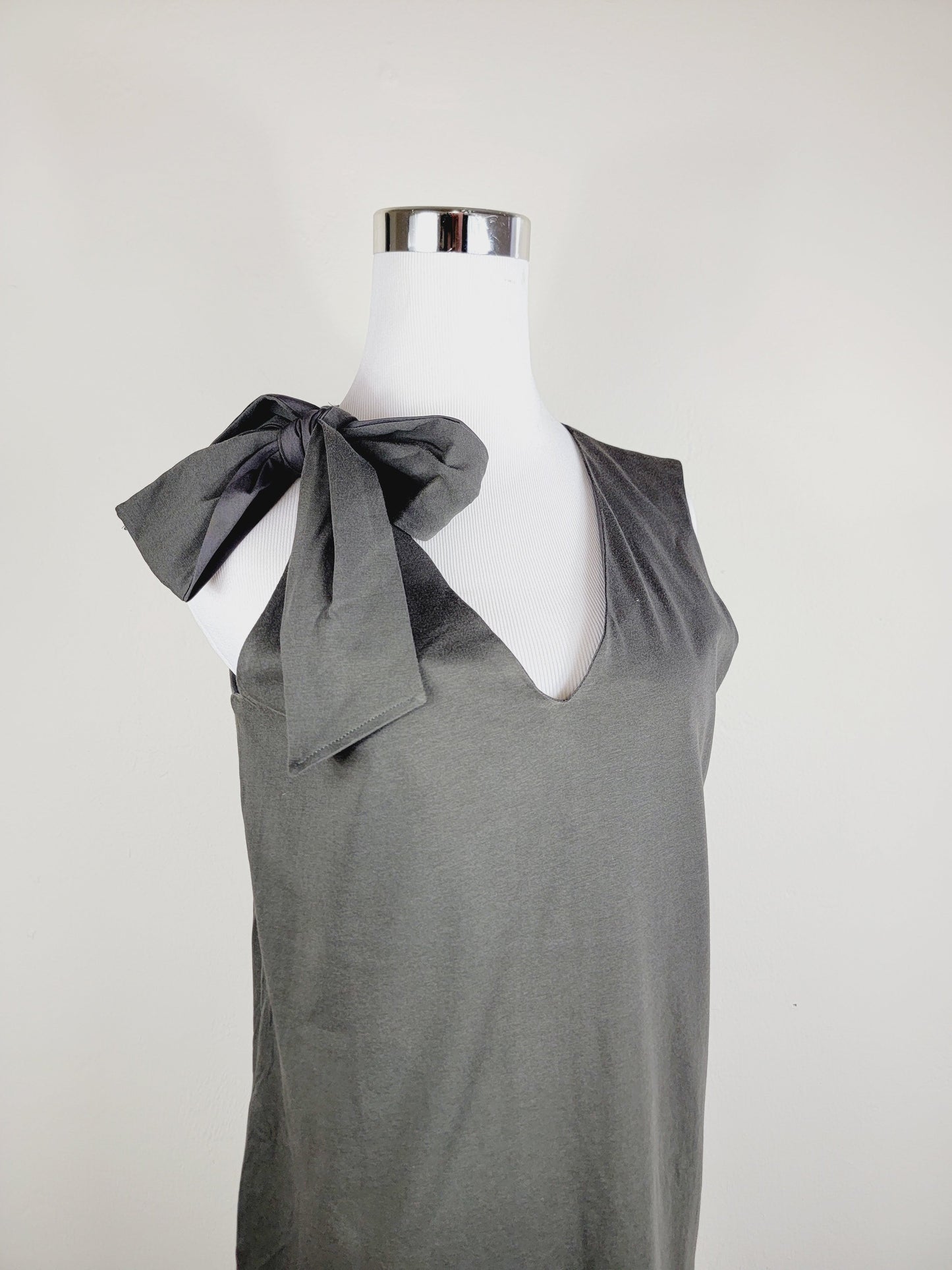 Jersey dress v neck tie shoulder with pockets Premium Quality