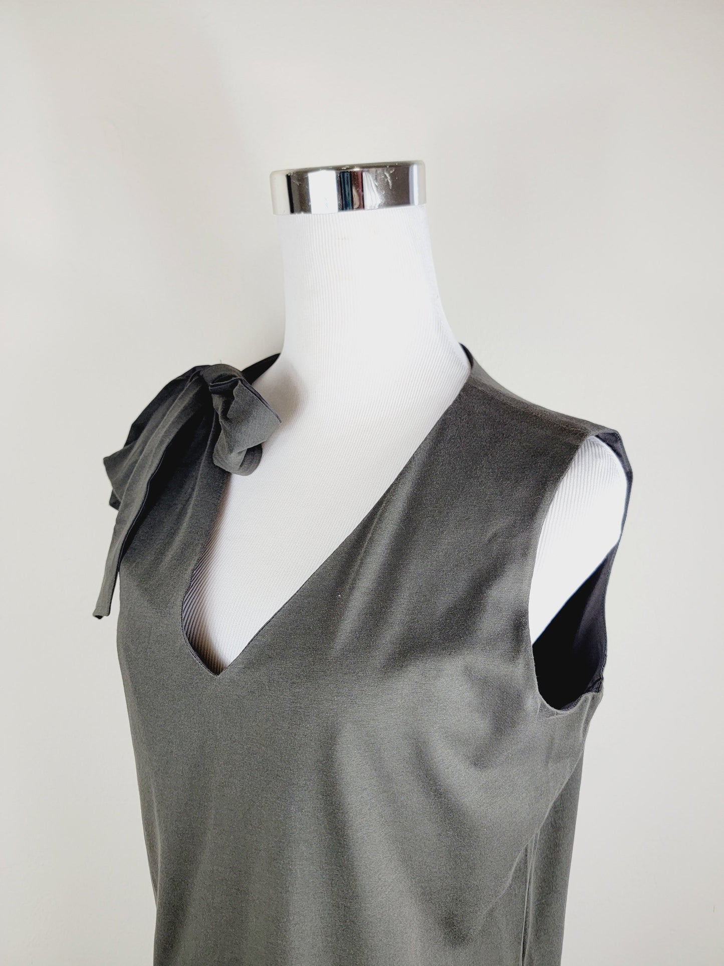 Jersey dress v neck tie shoulder with pockets Premium Quality