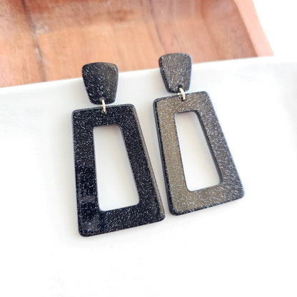 Avery Earrings - Black Glitter