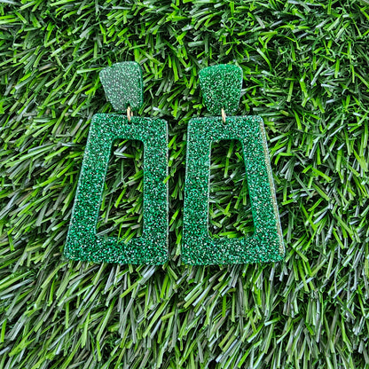Avery Earrings - Green Glitter