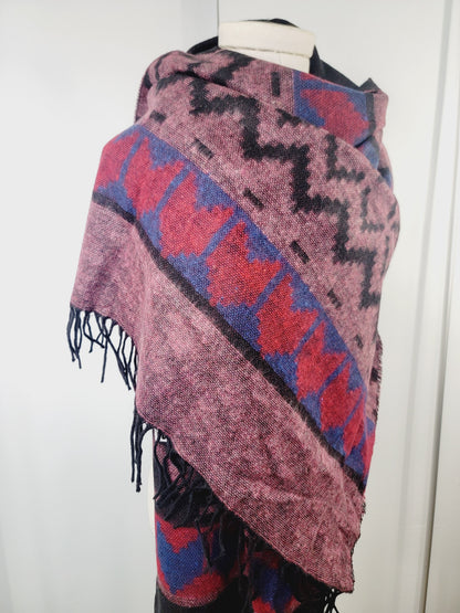 Scarf, Shawl, Extra Soft Unisex Head Cover - Pink/Black