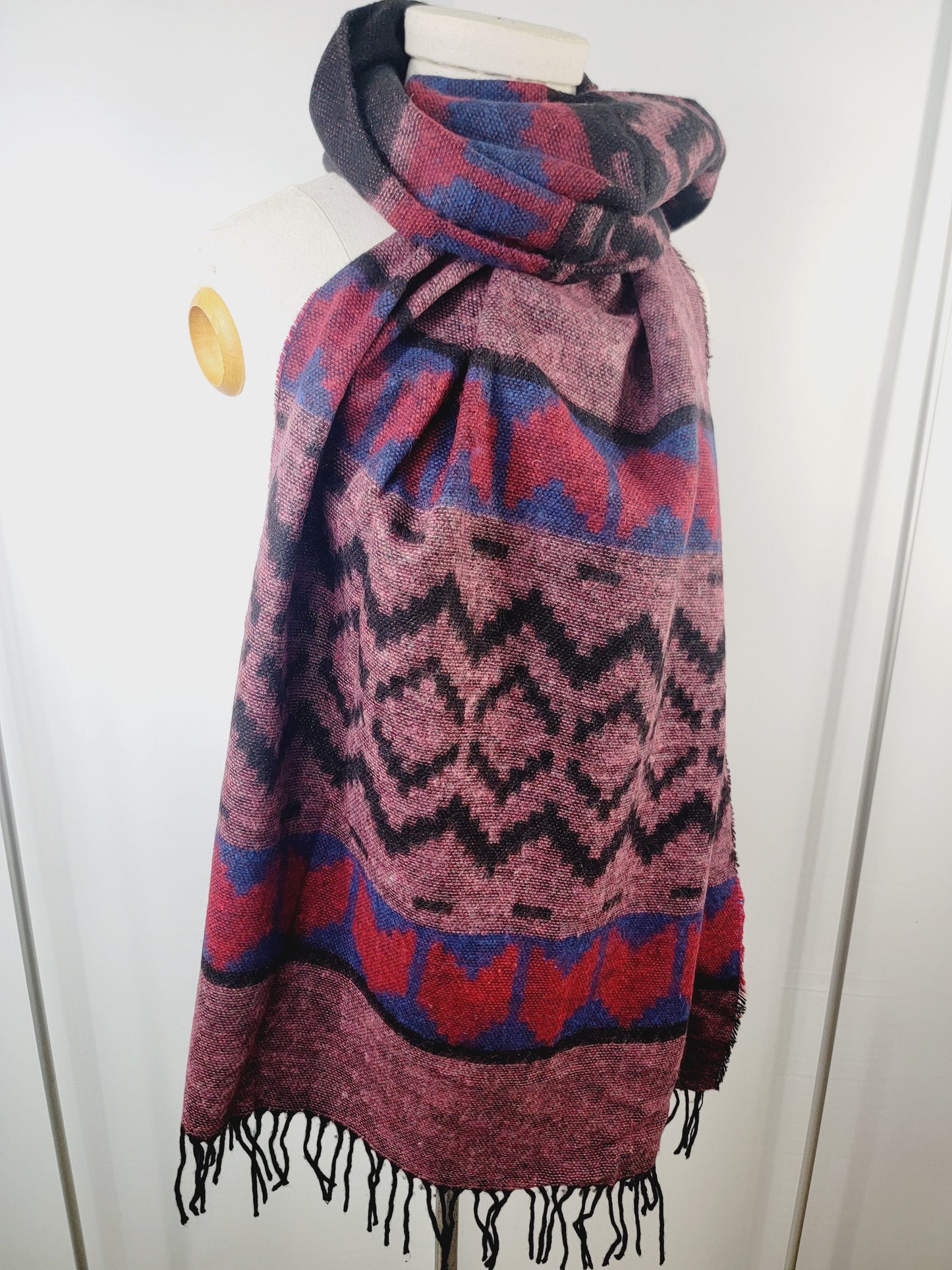 Scarf, Shawl, Extra Soft Unisex Head Cover - Pink/Black