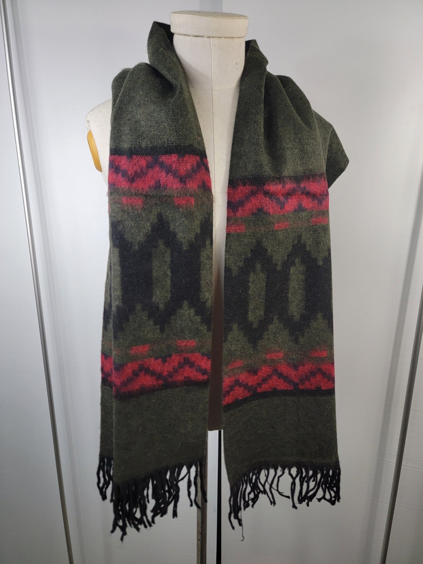Scarf, Shawl, Extra Soft Unisex Head Cover - Green/Black