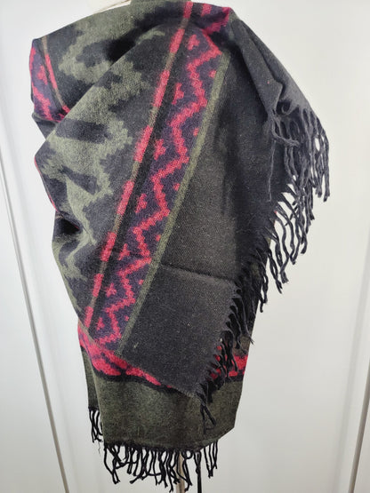Scarf, Shawl, Extra Soft Unisex Head Cover - Green/Black