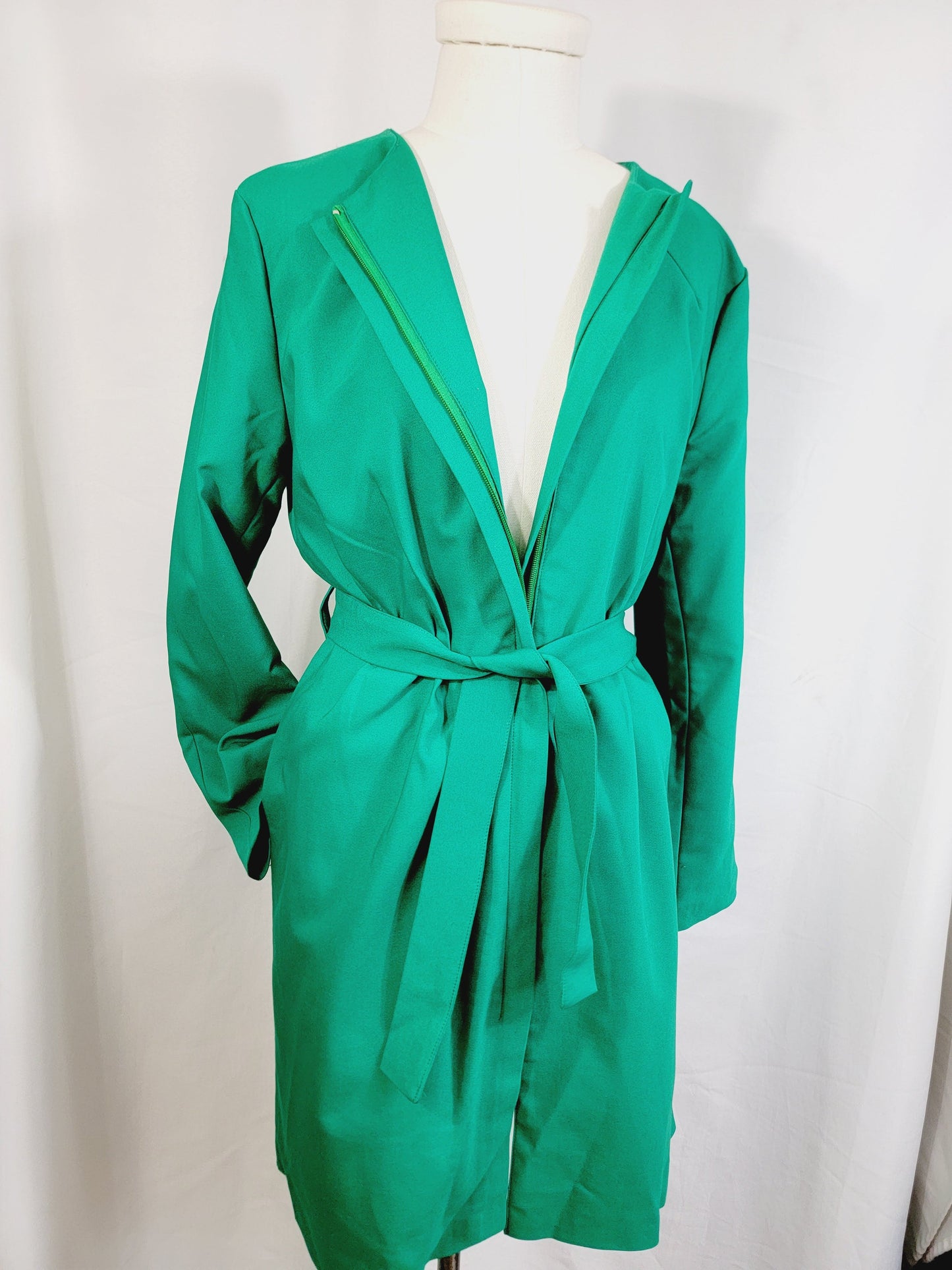 LONG BELTED JACKET WITH POCKETS