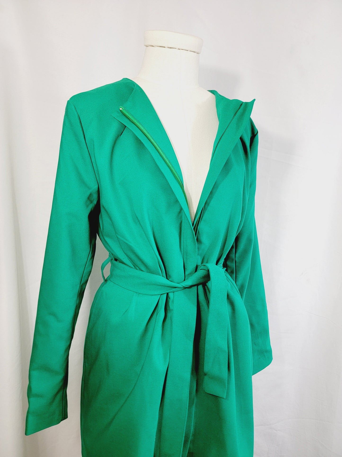 LONG BELTED JACKET WITH POCKETS