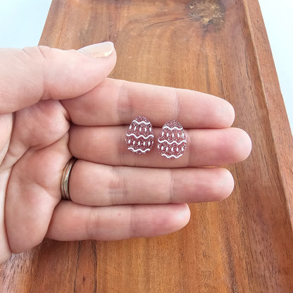 Easter Egg Studs - Pastel Pink Glitter