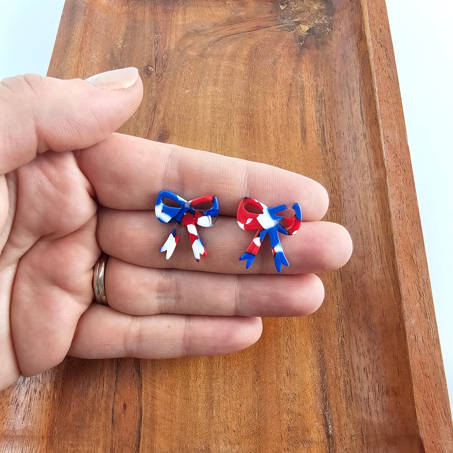 Bow Studs - Red, White & Blue