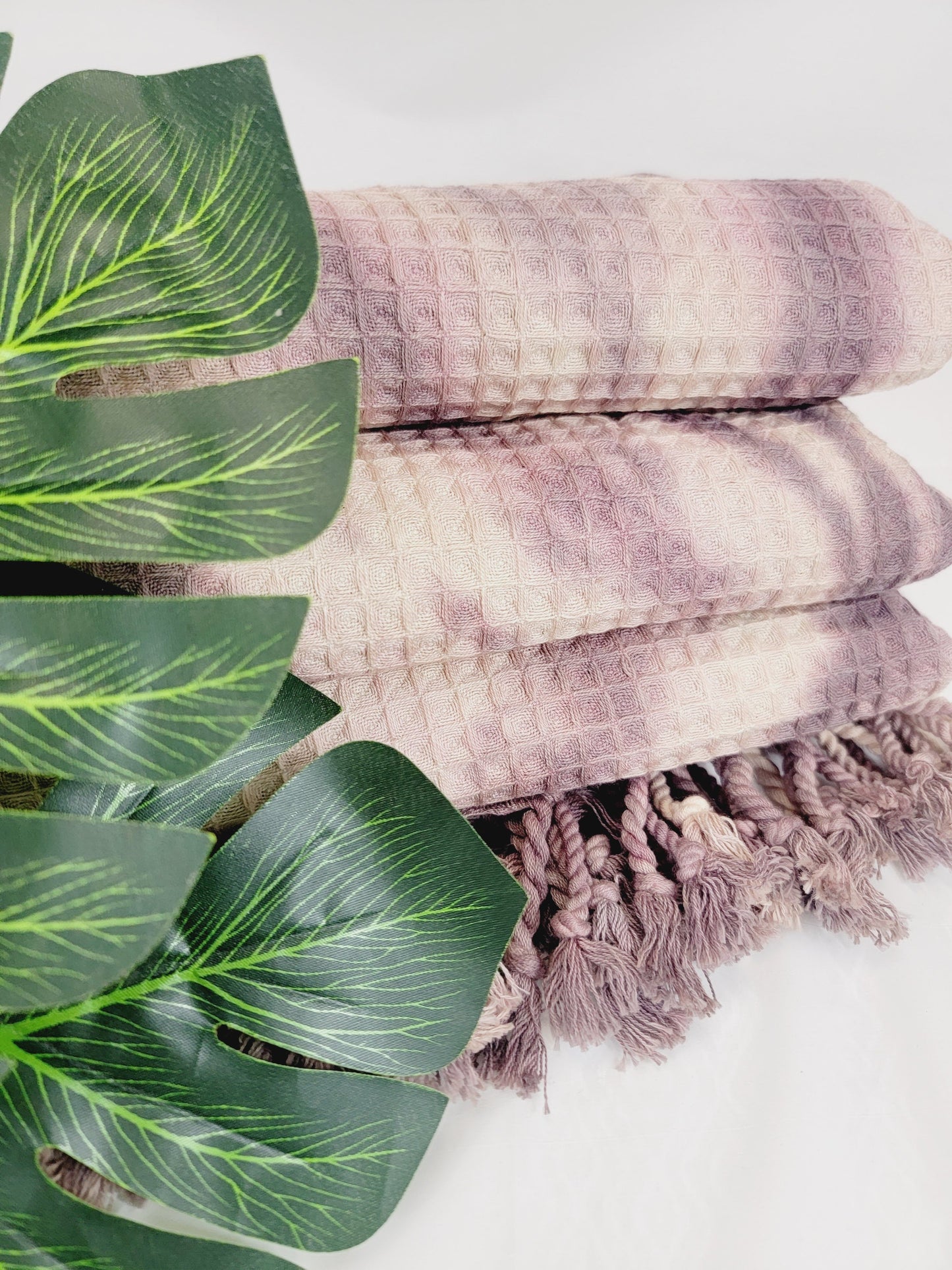 Bath Towel, Waffle Towel, Turkish Beach Towel, Handmade Tie dye Plum